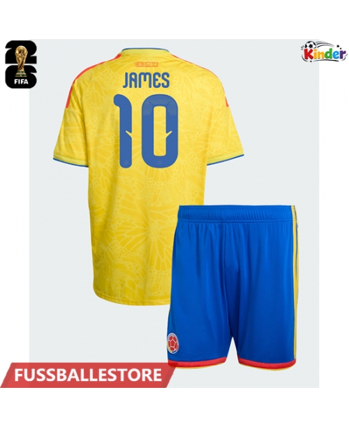 Günstige Kolumbien James Rodriguez #10 Heimtrikotsatz Kinder WM 2026 Kurzarm (+ Kurze Hosen)